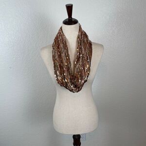 Express gold sequin infinity scarf, one size